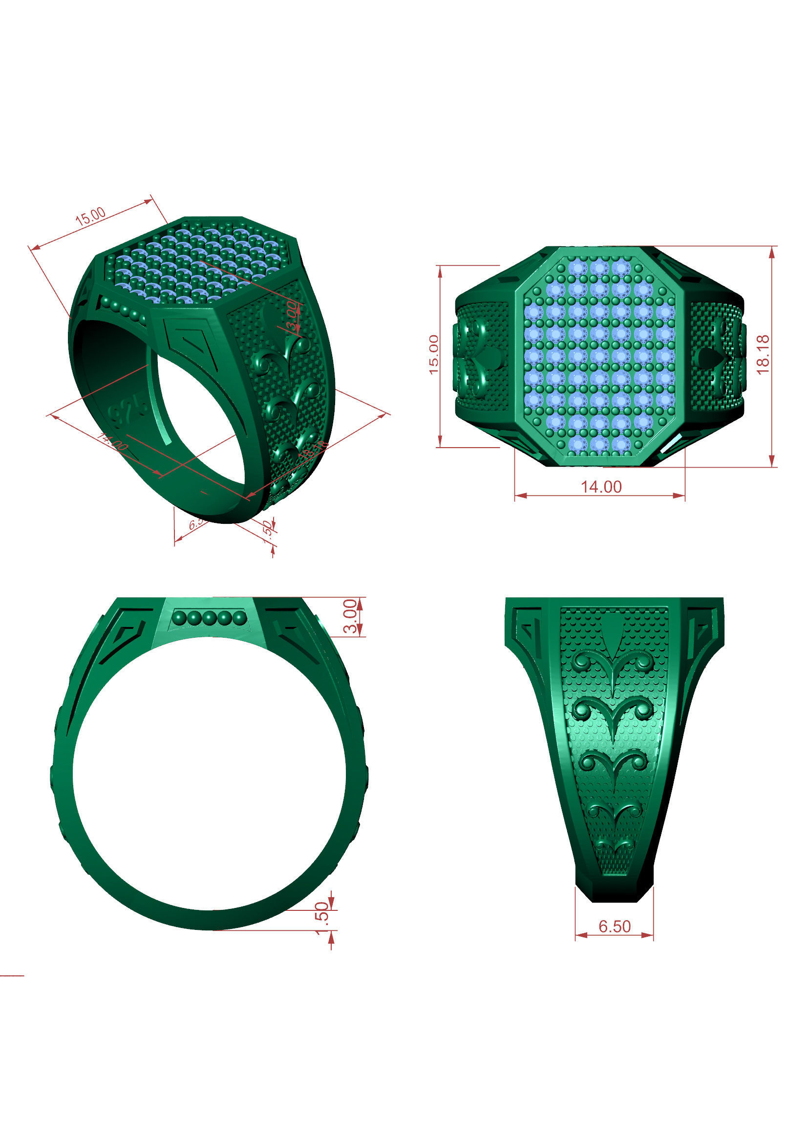 Men Diamond Ring 3D Printable Ornamental Jewelry Design 3D print model_6