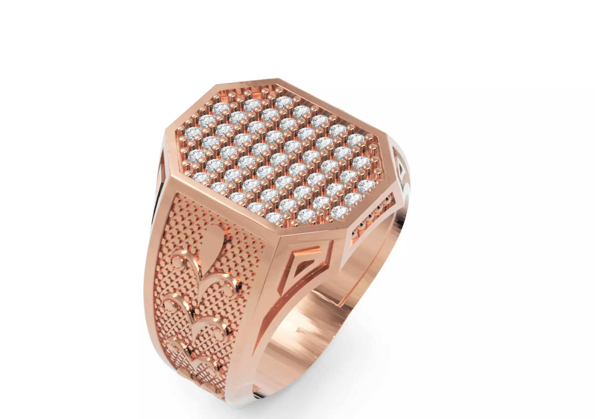 Men Diamond Ring 3D Printable Ornamental Jewelry Design 3D print model_0