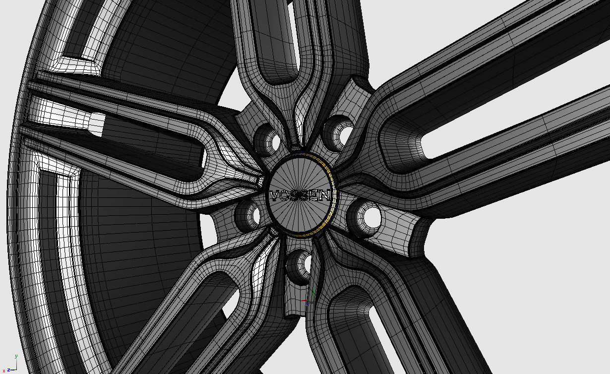 Wheel Model Vossen HYBRID  HF-1 3D model_9