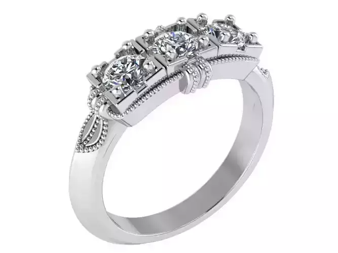 3 Stone Round Diamond Ring 1927