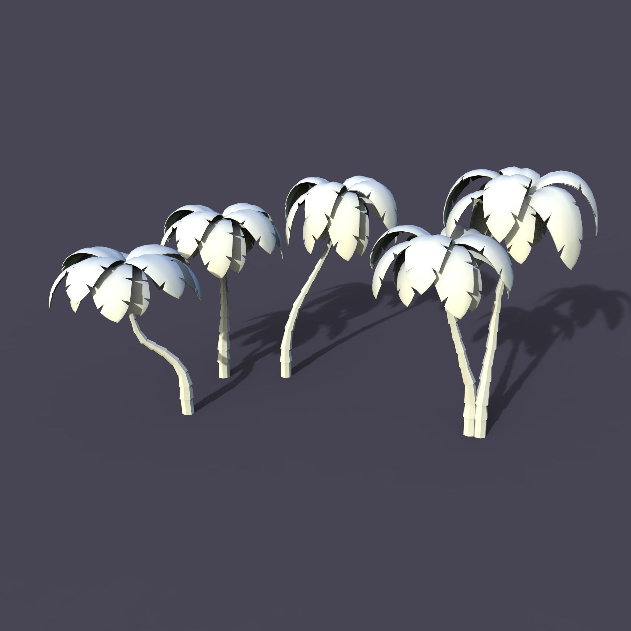 Stylized Palms LP Toon Low-poly 3D model_8