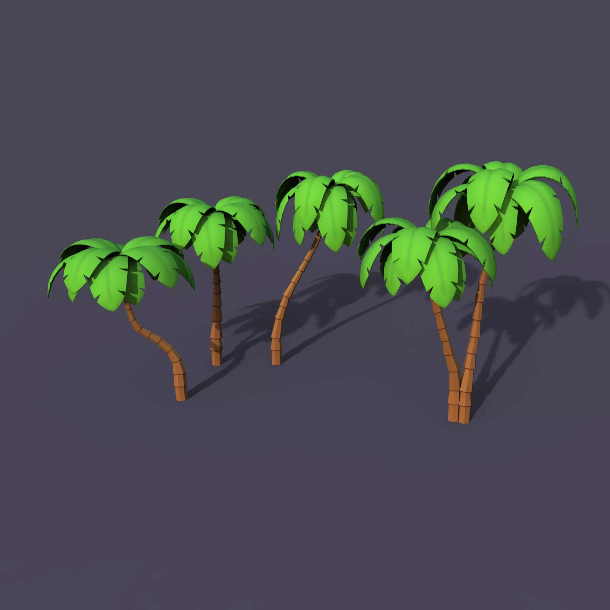 Stylized Palms LP Toon Low-poly 3D model_0