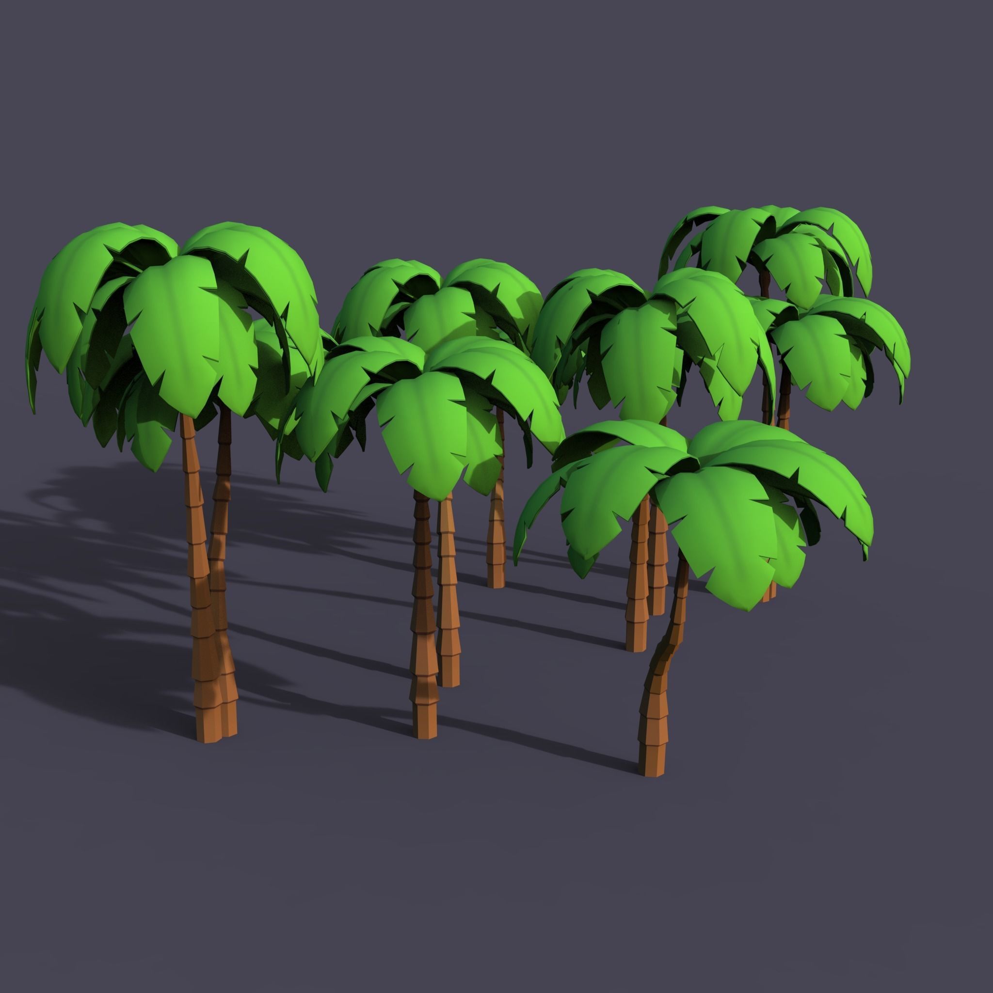 Stylized Palms LP Toon Low-poly 3D model_3