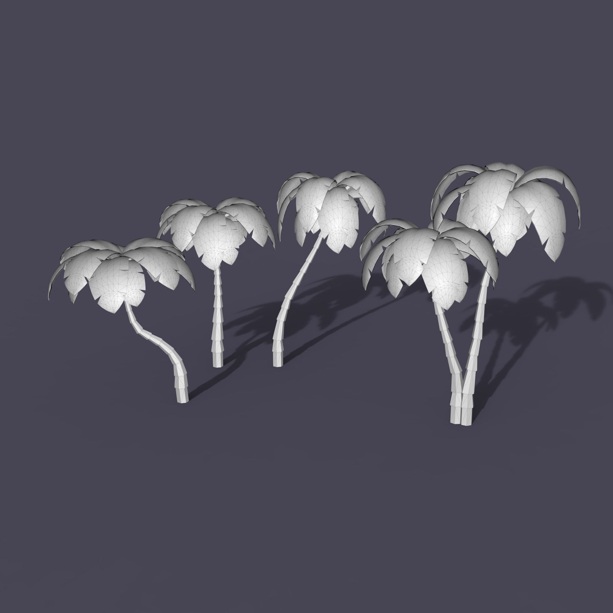 Stylized Palms LP Toon Low-poly 3D model_9