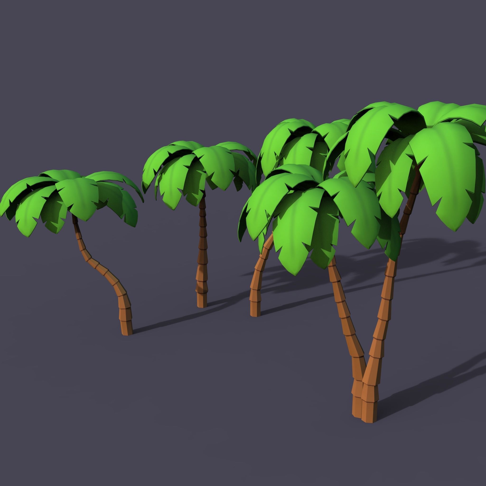 Stylized Palms LP Toon Low-poly 3D model_2