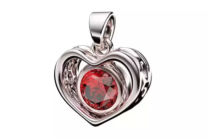 small lace bezel set diamond heart pendant
