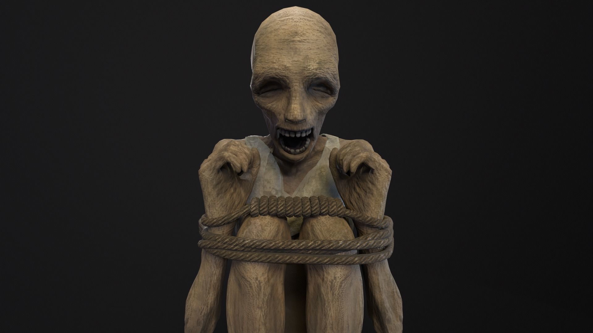 Mummified Corpse Tied Up Low-poly 3D model_6