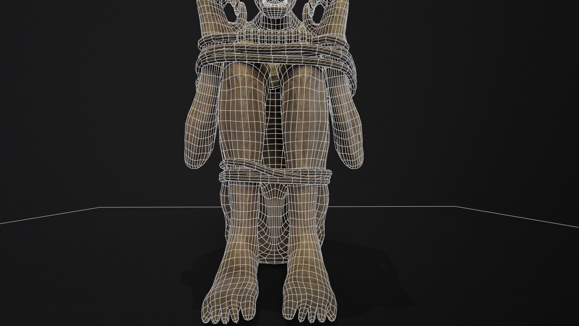 Mummified Corpse Tied Up Low-poly 3D model_9