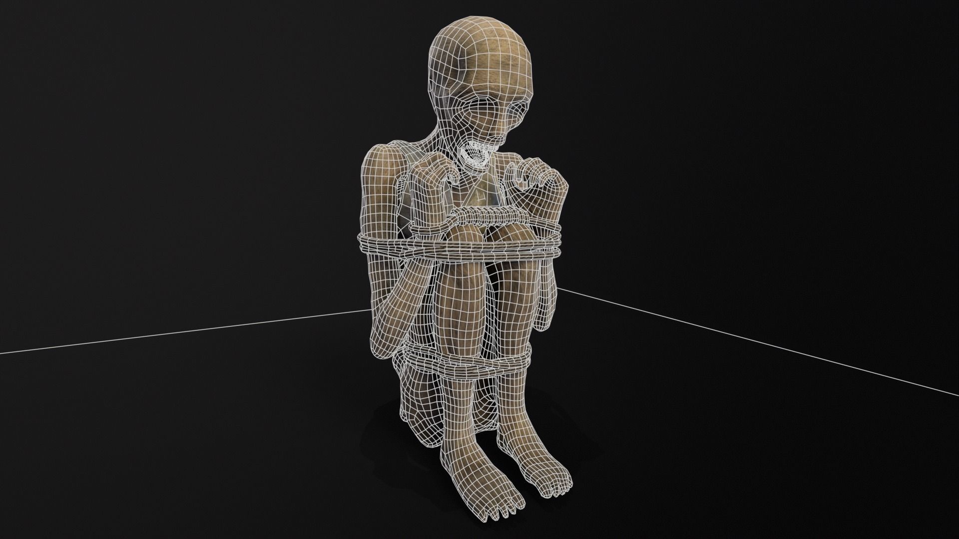 Mummified Corpse Tied Up Low-poly 3D model_3