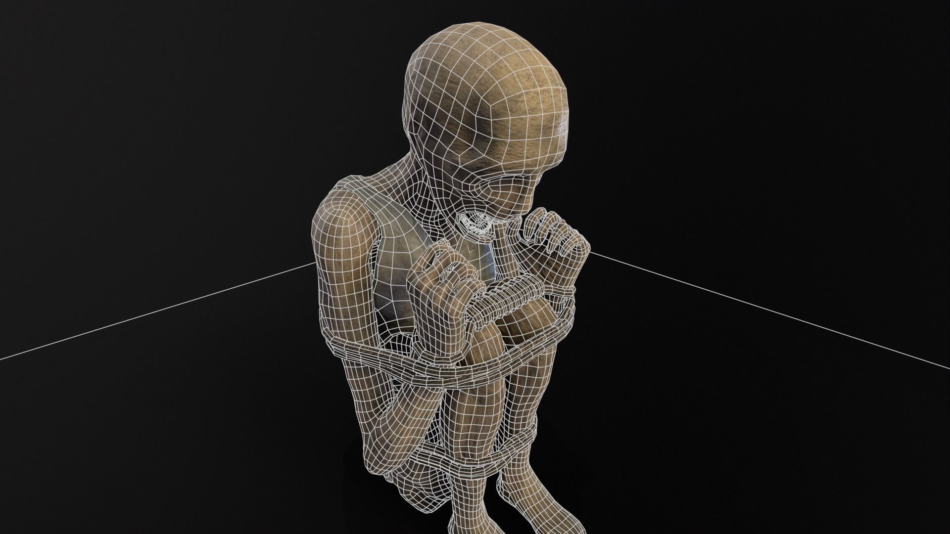 Mummified Corpse Tied Up Low-poly 3D model_5