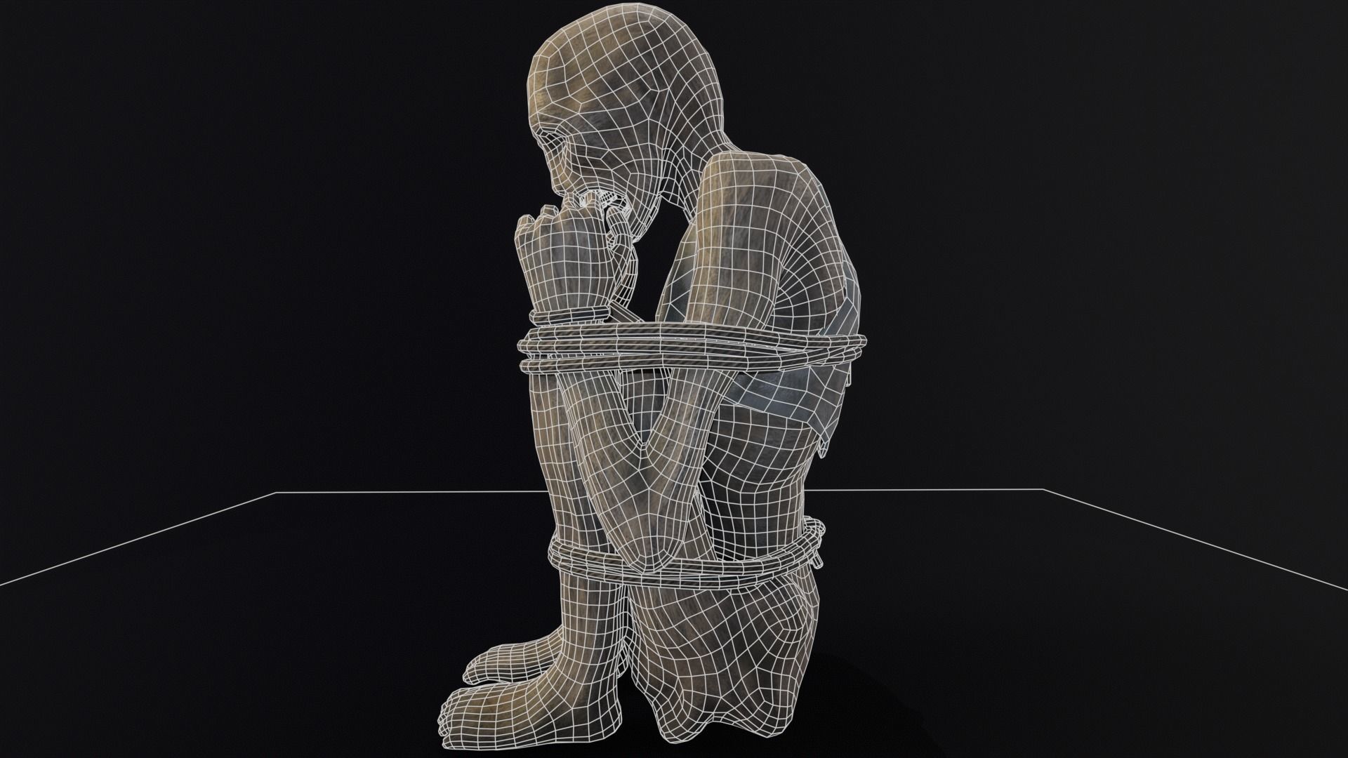 Mummified Corpse Tied Up Low-poly 3D model_11