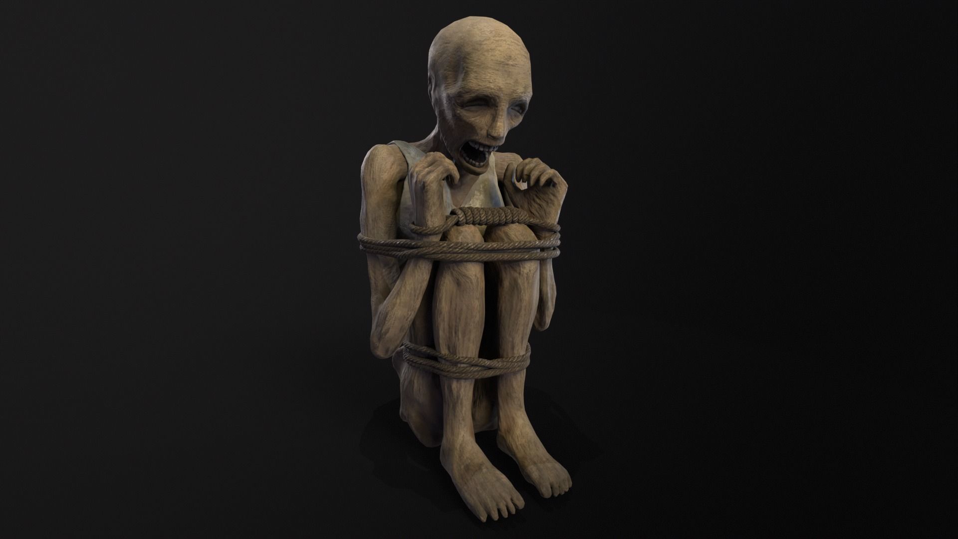 Mummified Corpse Tied Up Low-poly 3D model_2