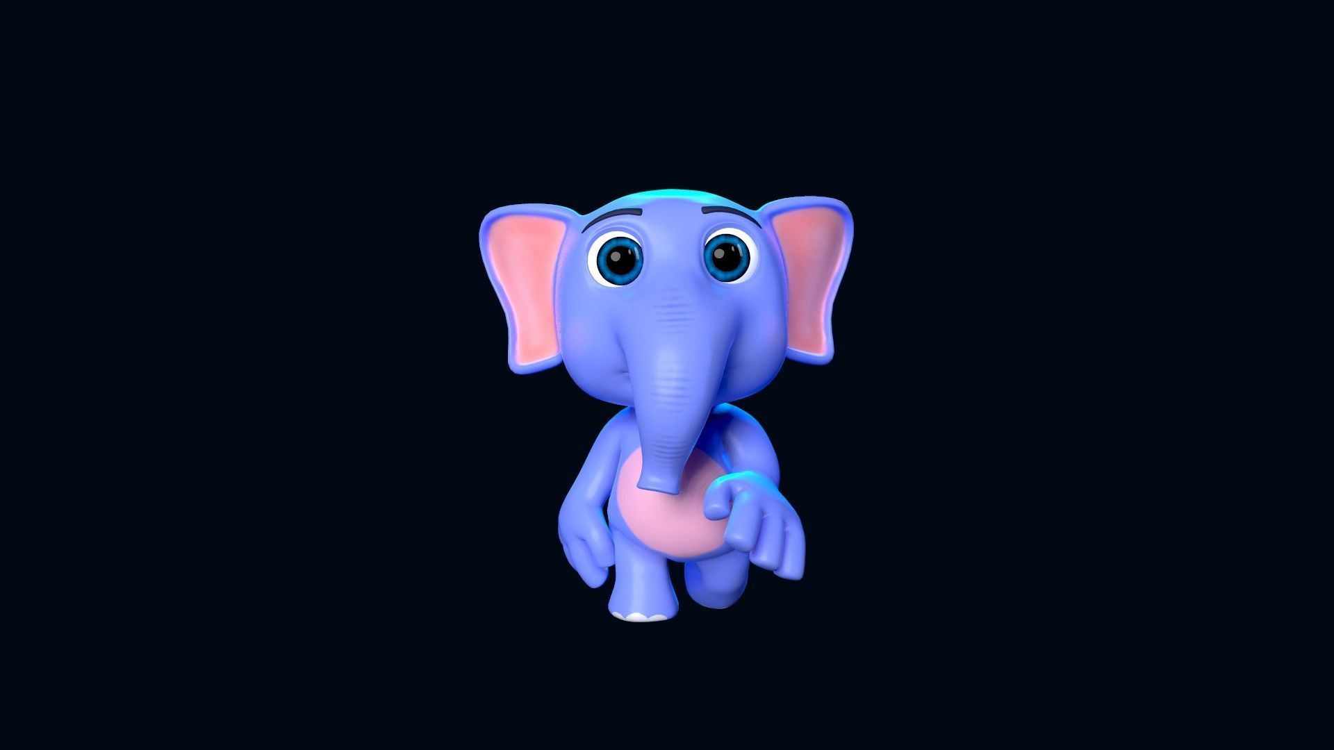 Cartoon Elephant Gaming Animation Low-poly 3D model_3