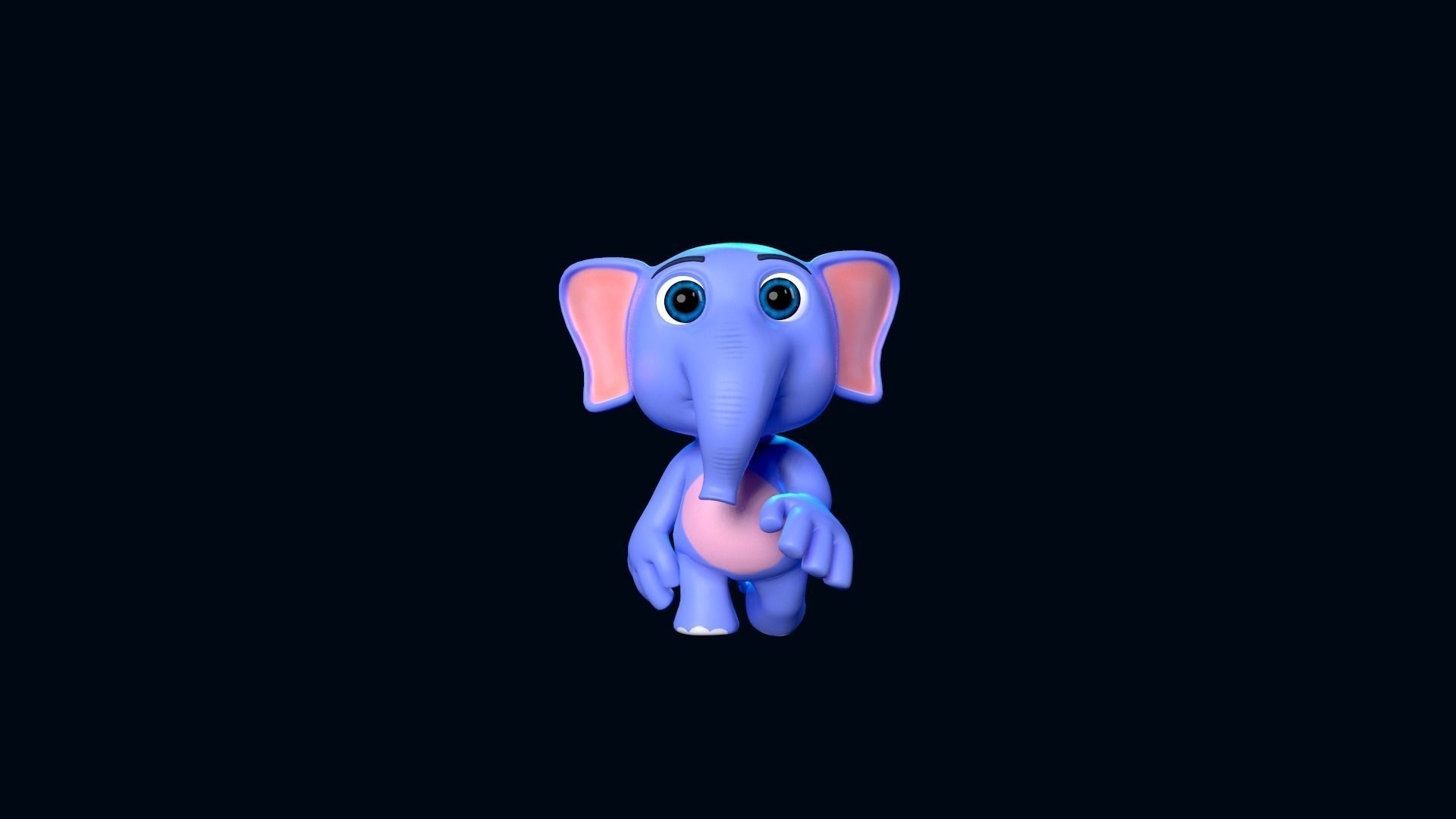 Cartoon Elephant Gaming Animation Low-poly 3D model_6