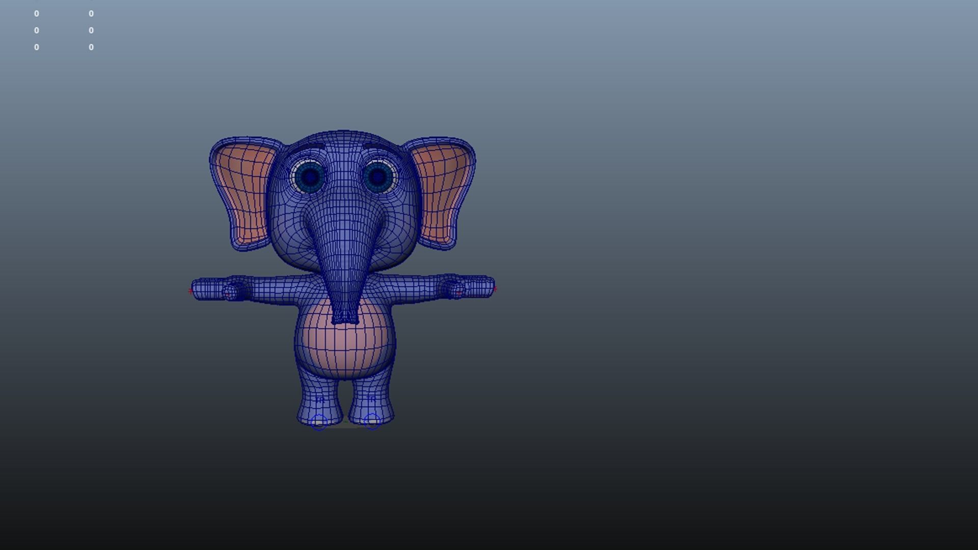 Cartoon Elephant Gaming Animation Low-poly 3D model_7