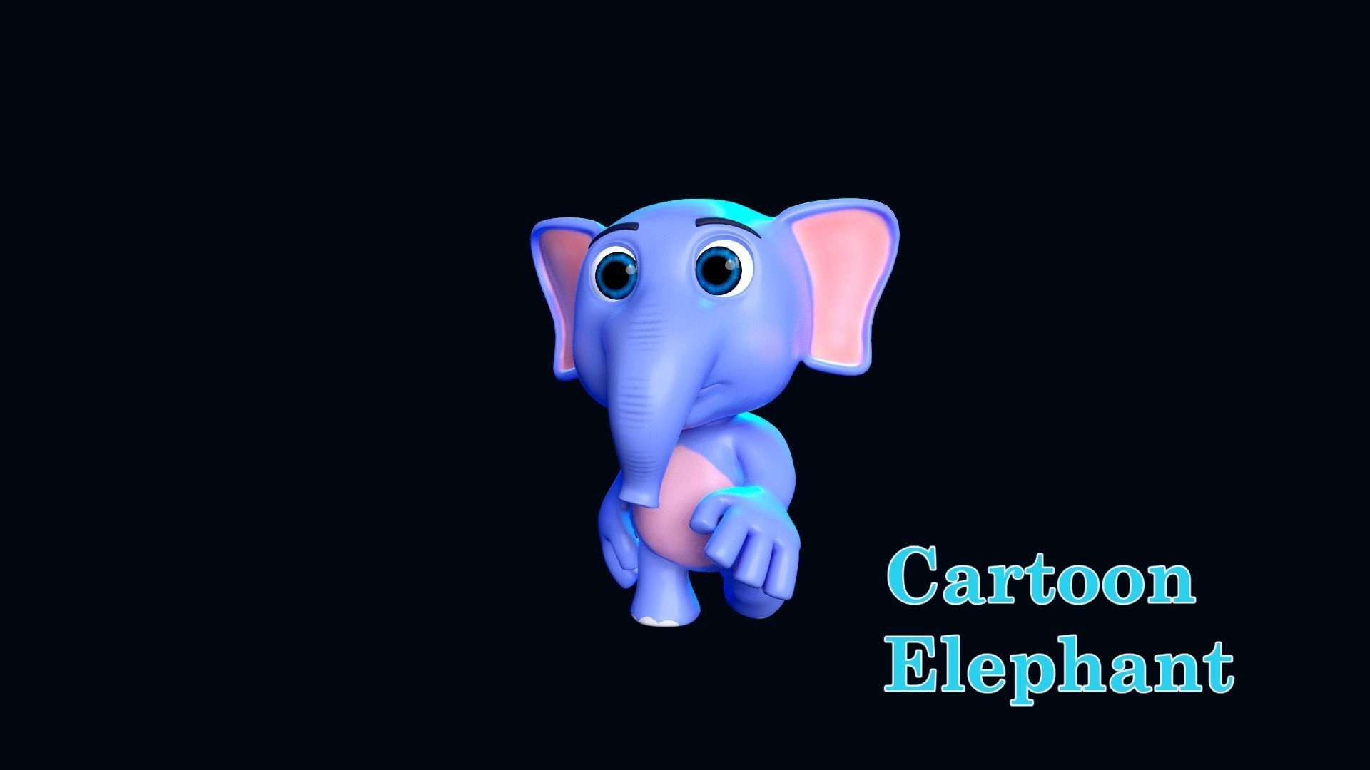 Cartoon Elephant Gaming Animation Low-poly 3D model_2