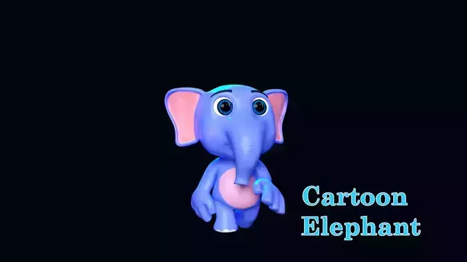 Cartoon Elephant Rigged Character Low-poly 3D model