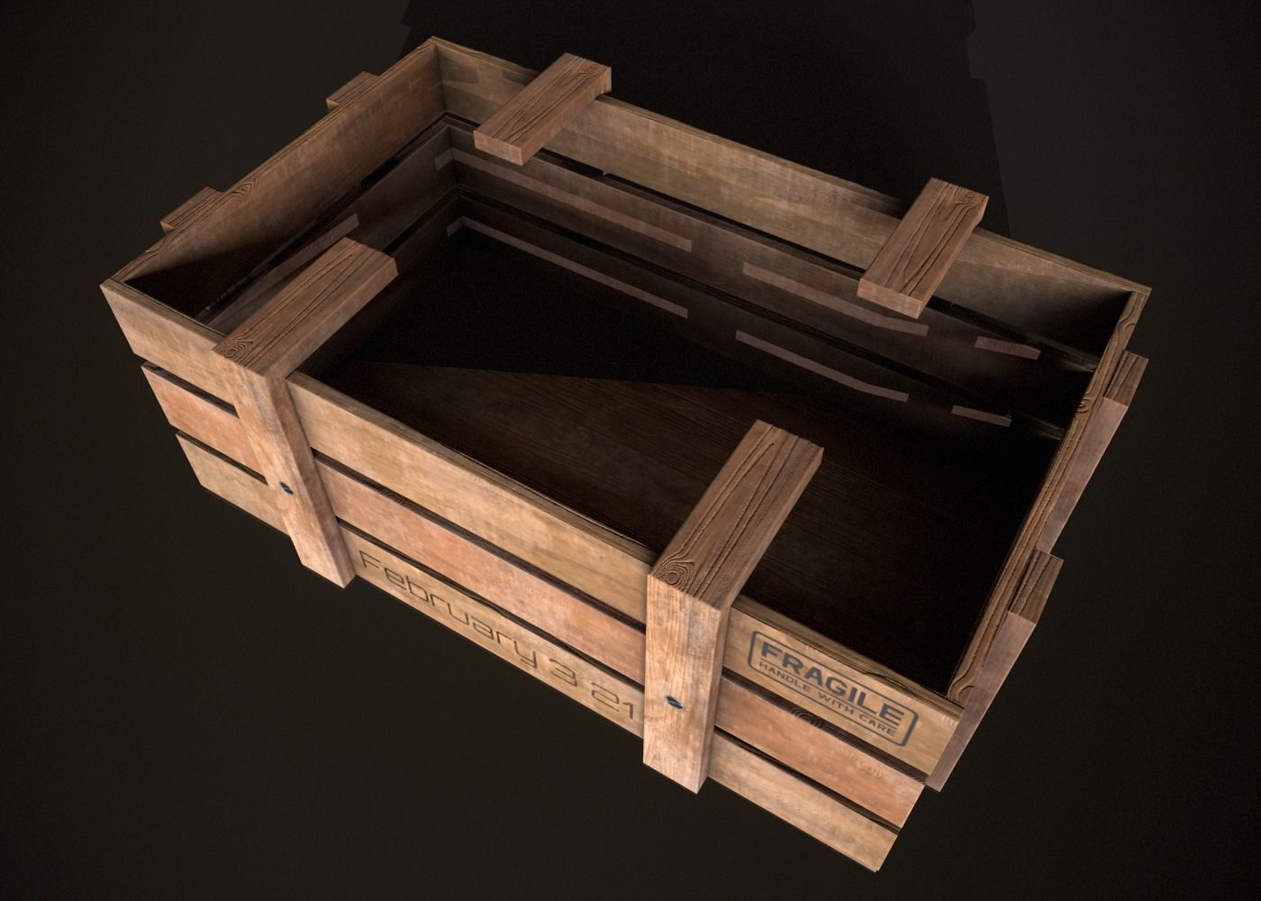 Wooden Crate-3 Low-poly 3D model_3