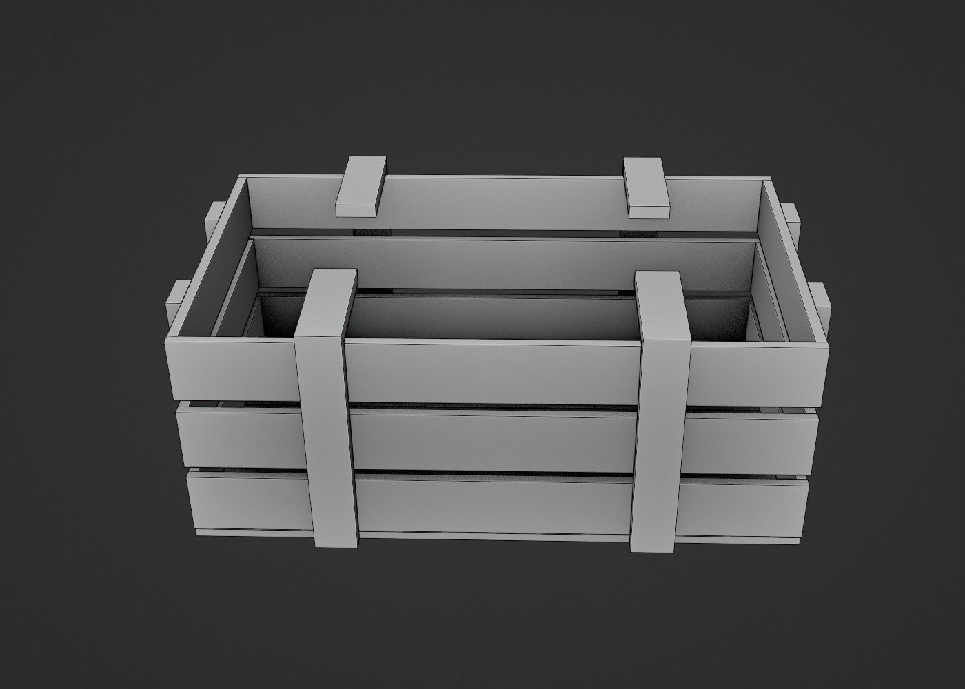 Wooden Crate-3 Low-poly 3D model_7