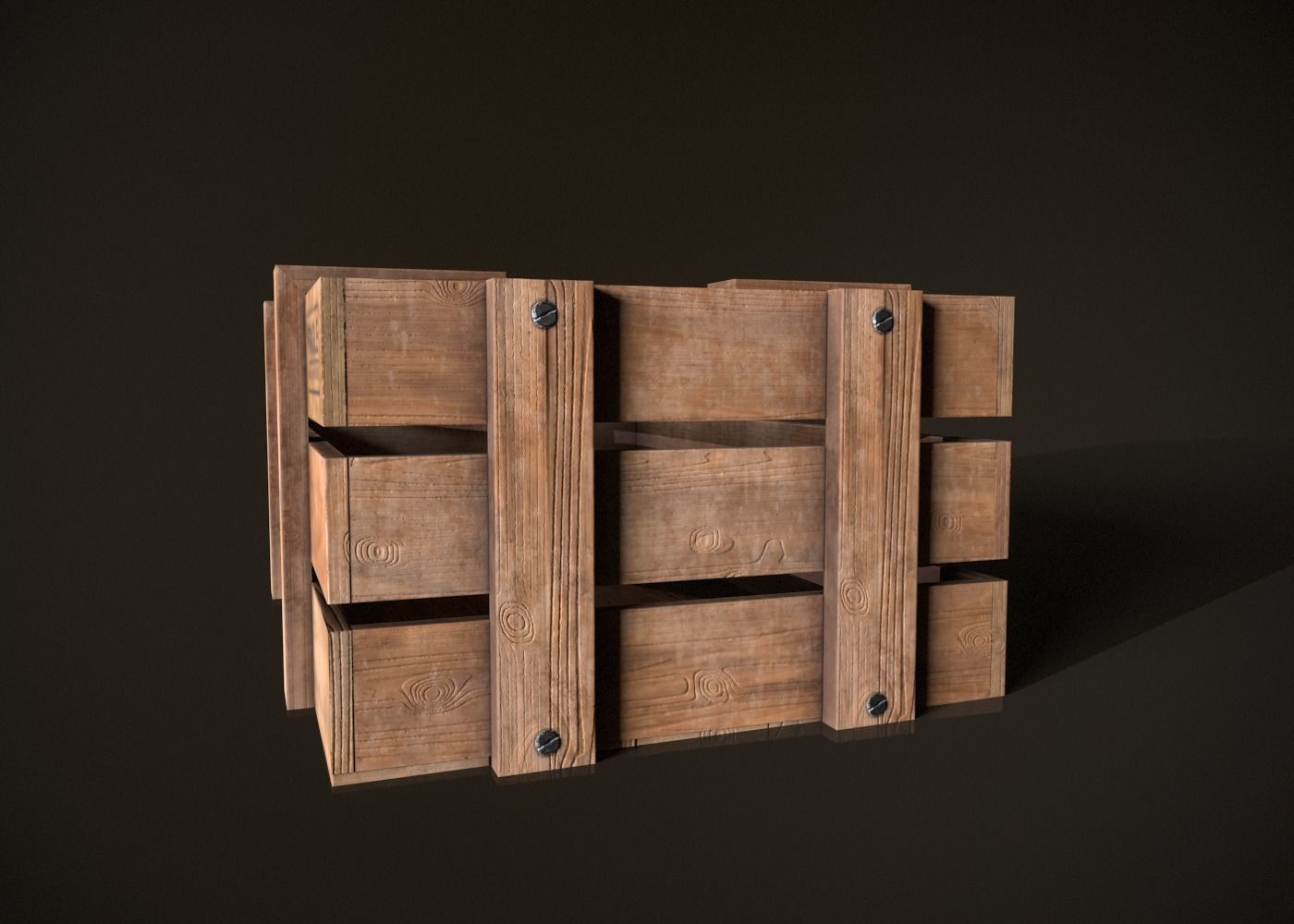 Wooden Crate-3 Low-poly 3D model_2
