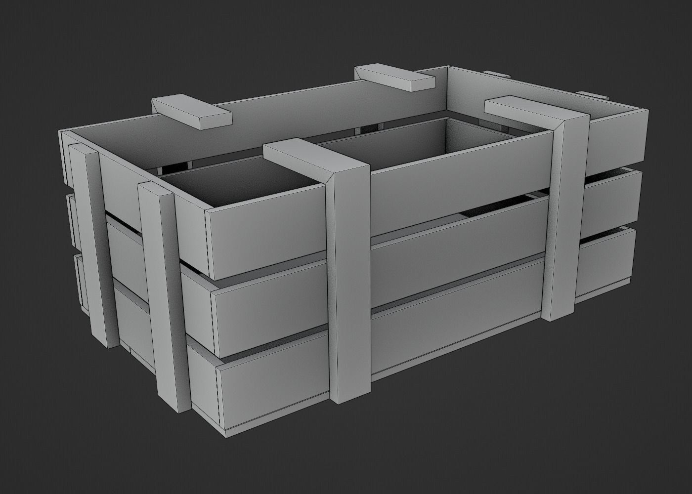Wooden Crate-3 Low-poly 3D model_6