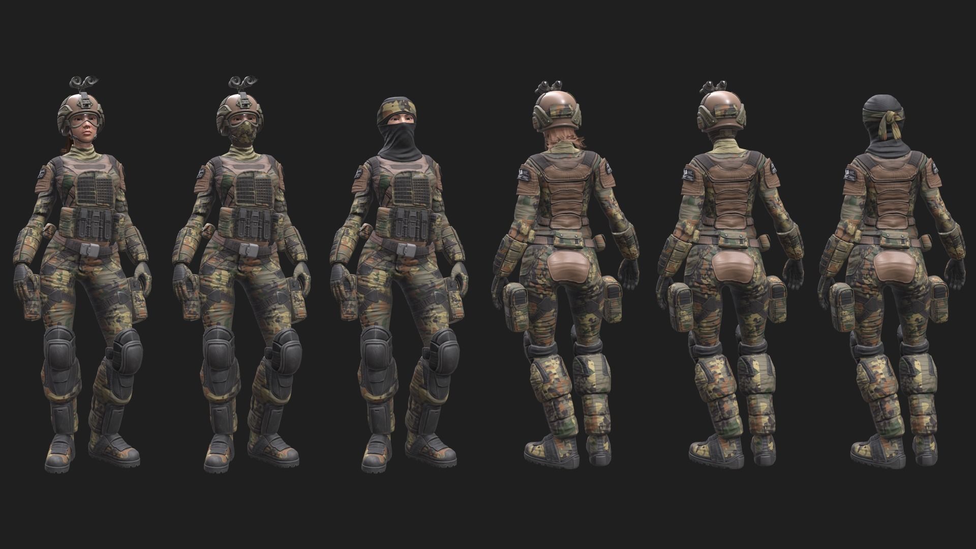 ARMY SUIT - Female Low-poly 3D model_4