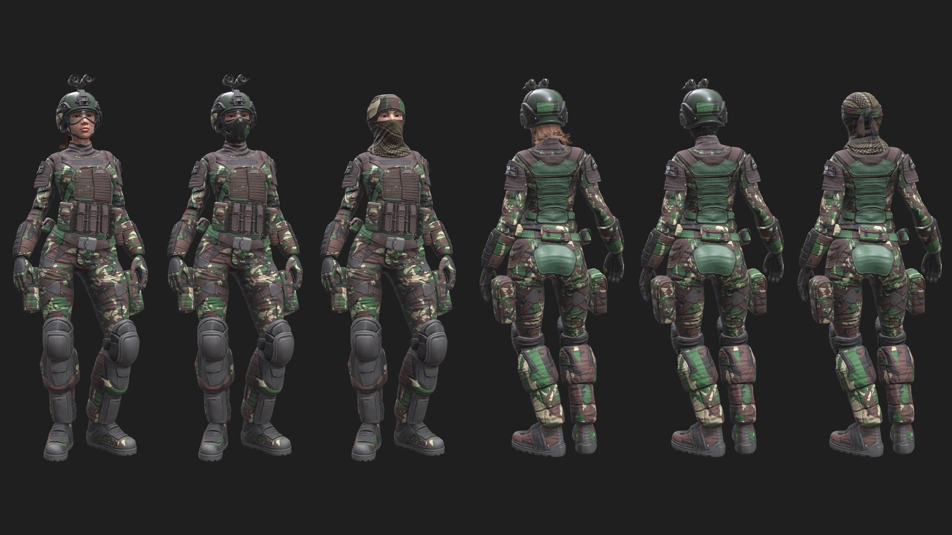 ARMY SUIT - Female Low-poly 3D model_10