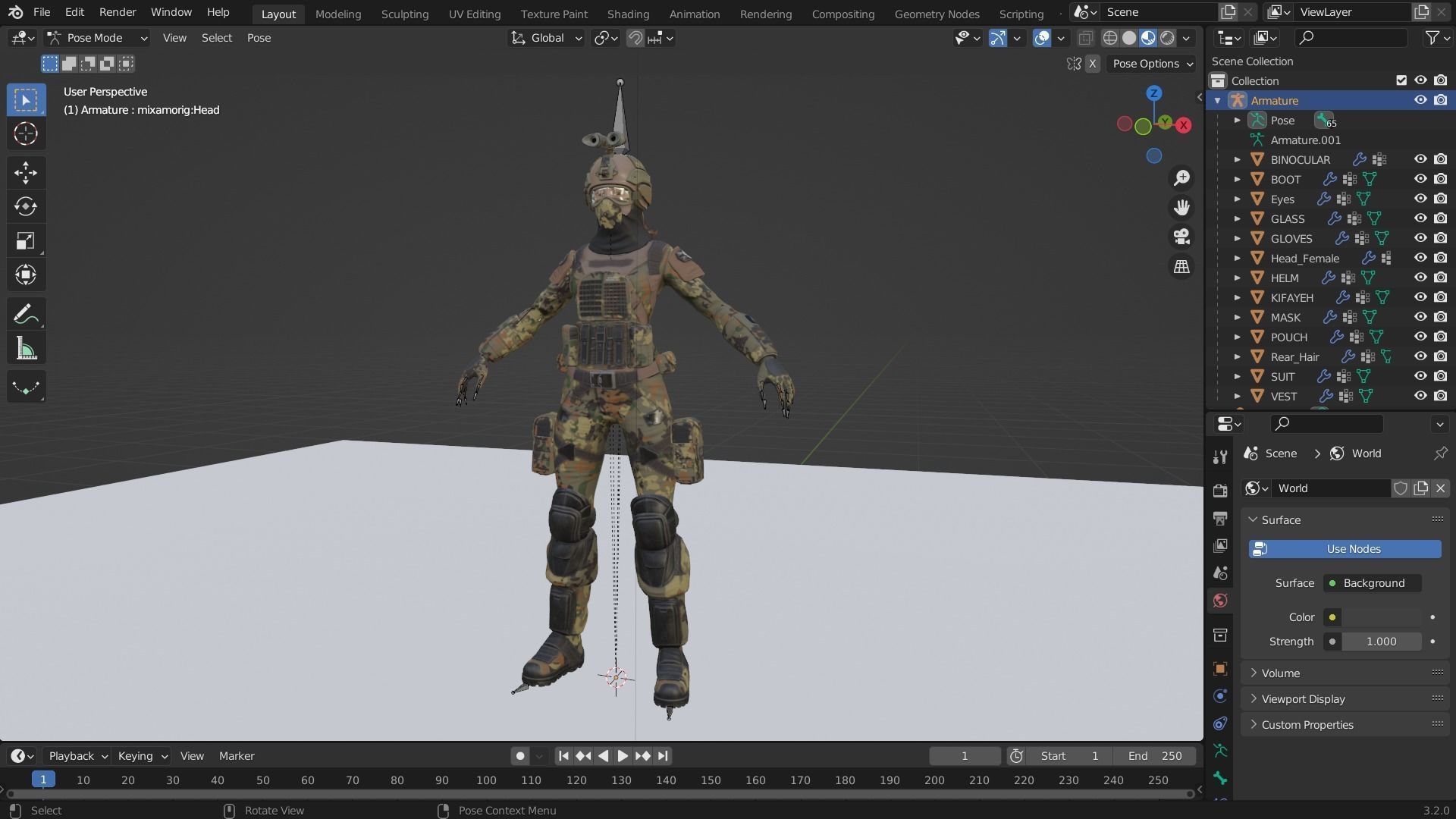 ARMY SUIT - Female Low-poly 3D model_15
