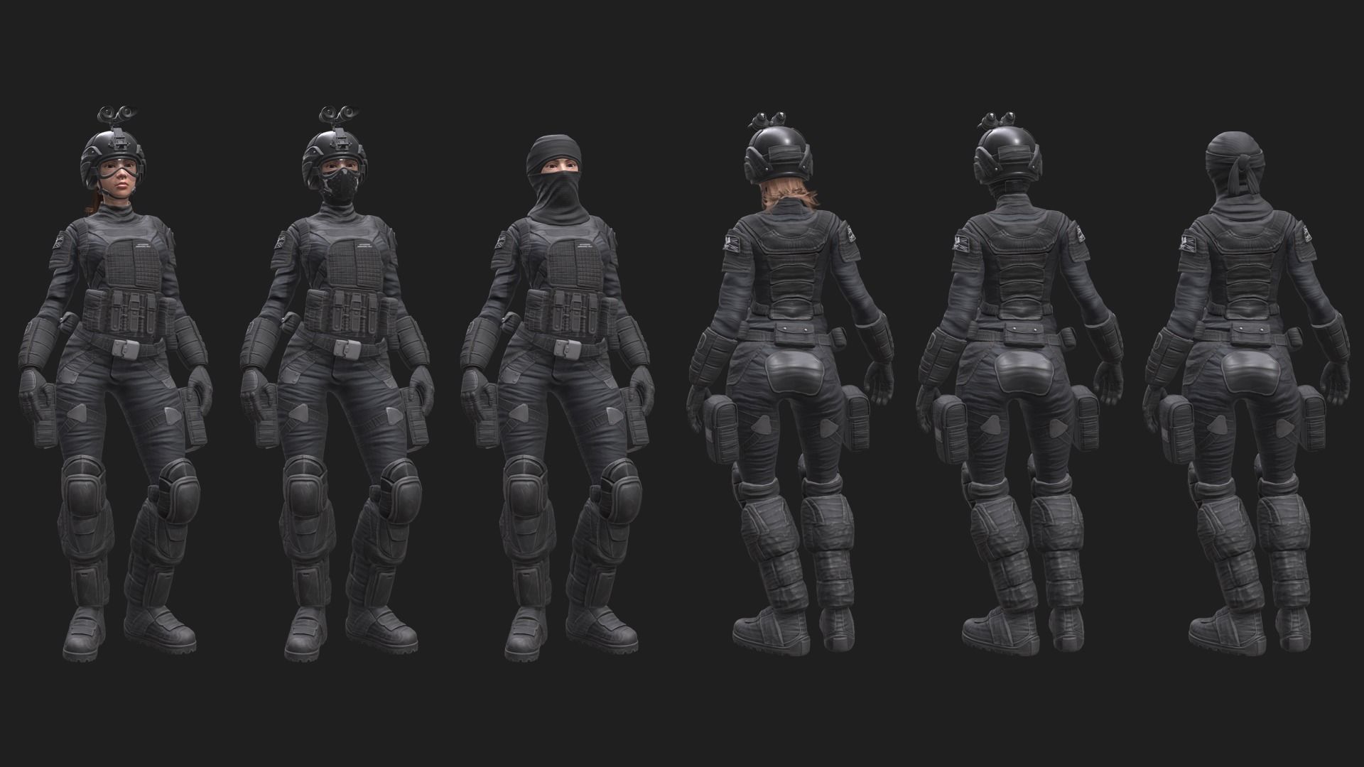 ARMY SUIT - Female Low-poly 3D model_3