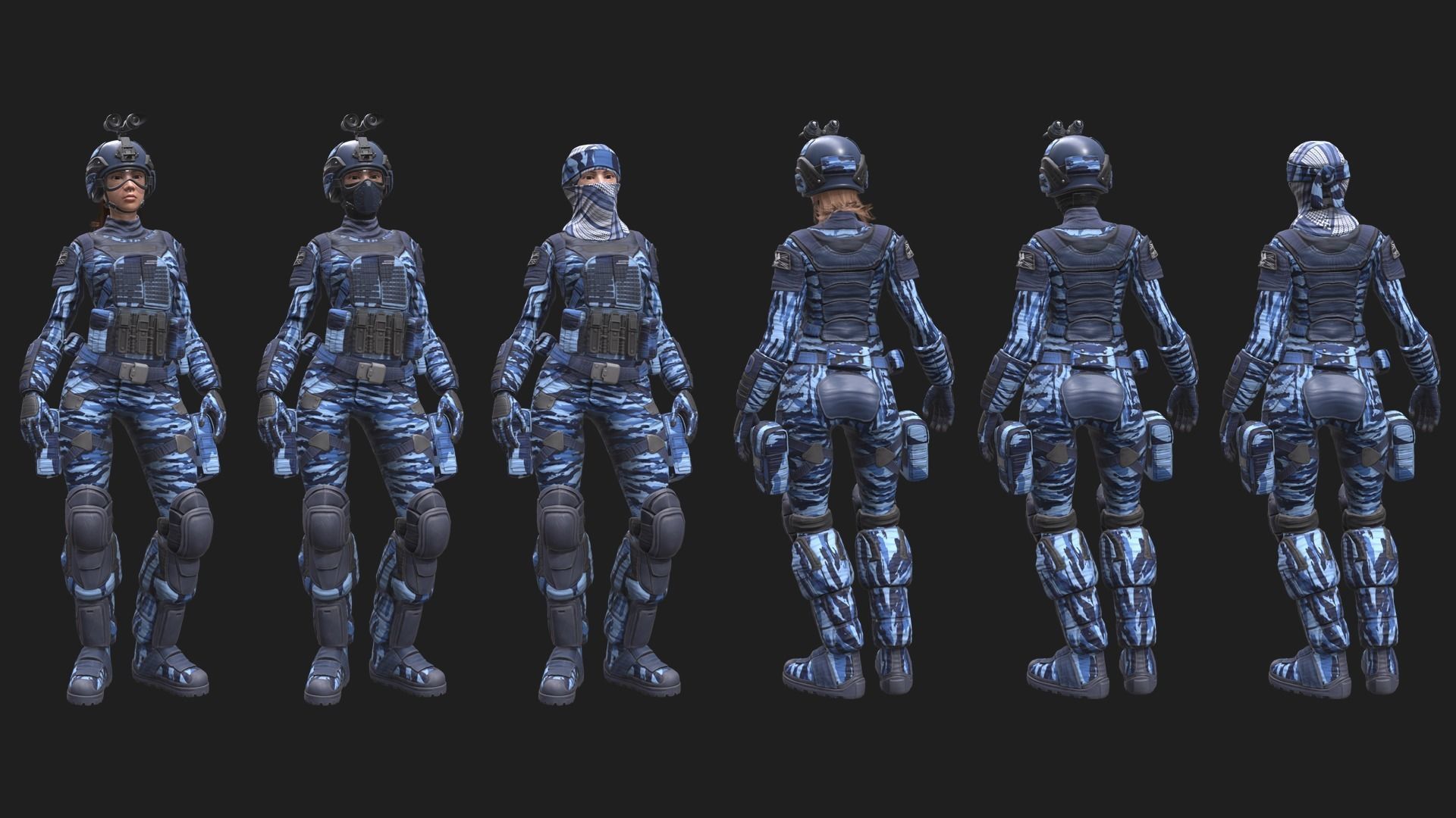 ARMY SUIT - Female Low-poly 3D model_7