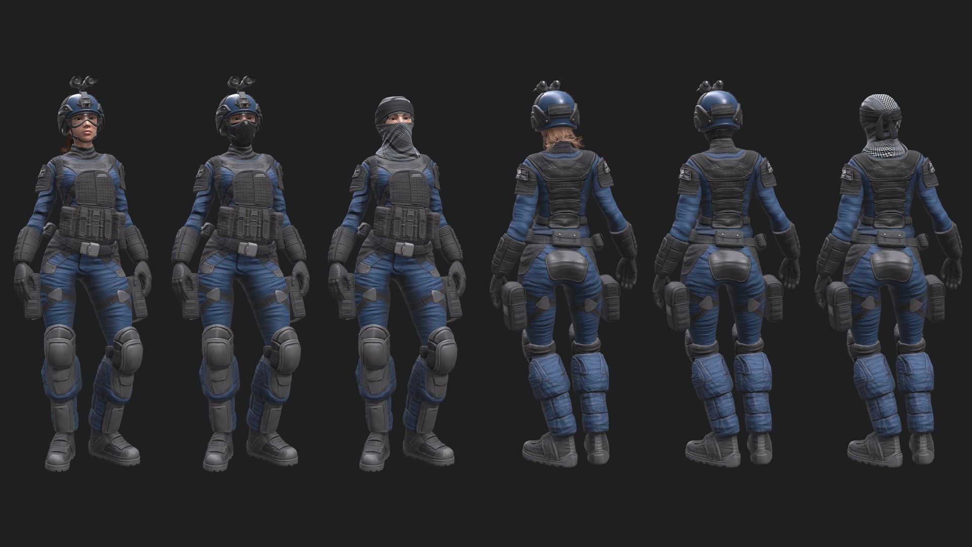 ARMY SUIT - Female Low-poly 3D model_9