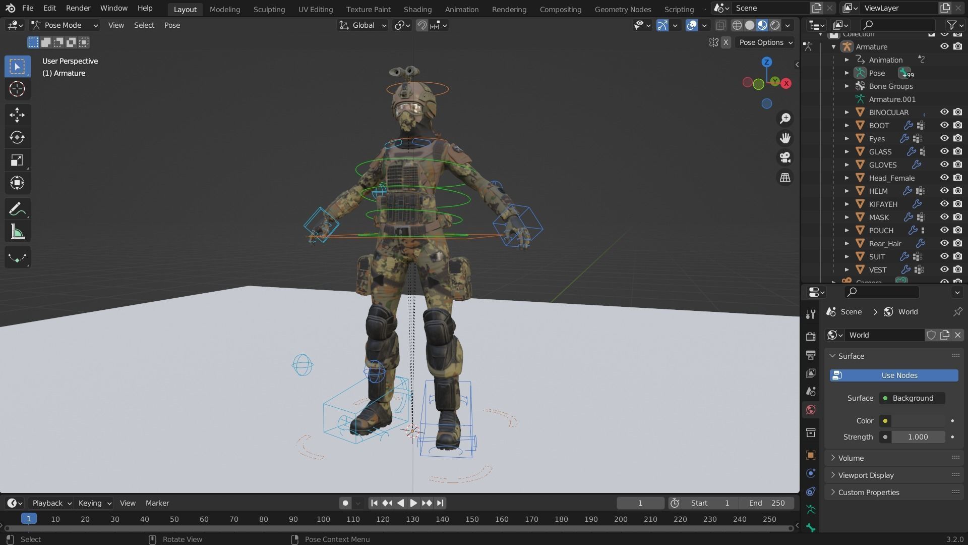 ARMY SUIT - Female Low-poly 3D model_17