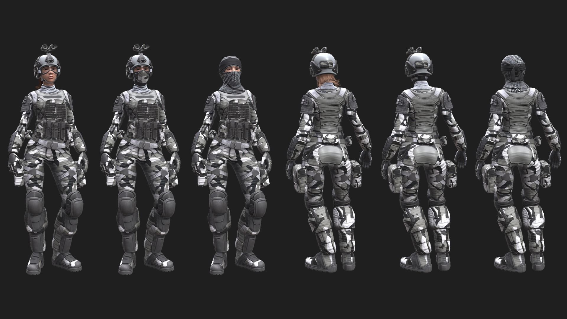ARMY SUIT - Female Low-poly 3D model_8