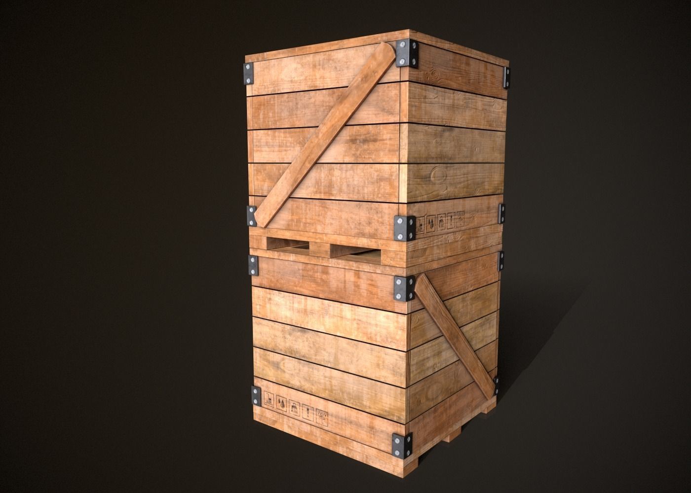 Wooden Crate-6 Low-poly 3D model_3