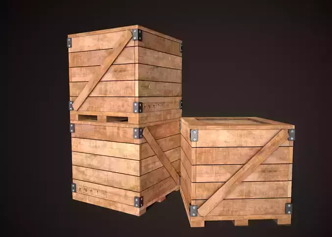 Wooden Crate-6 Low-poly 3D model