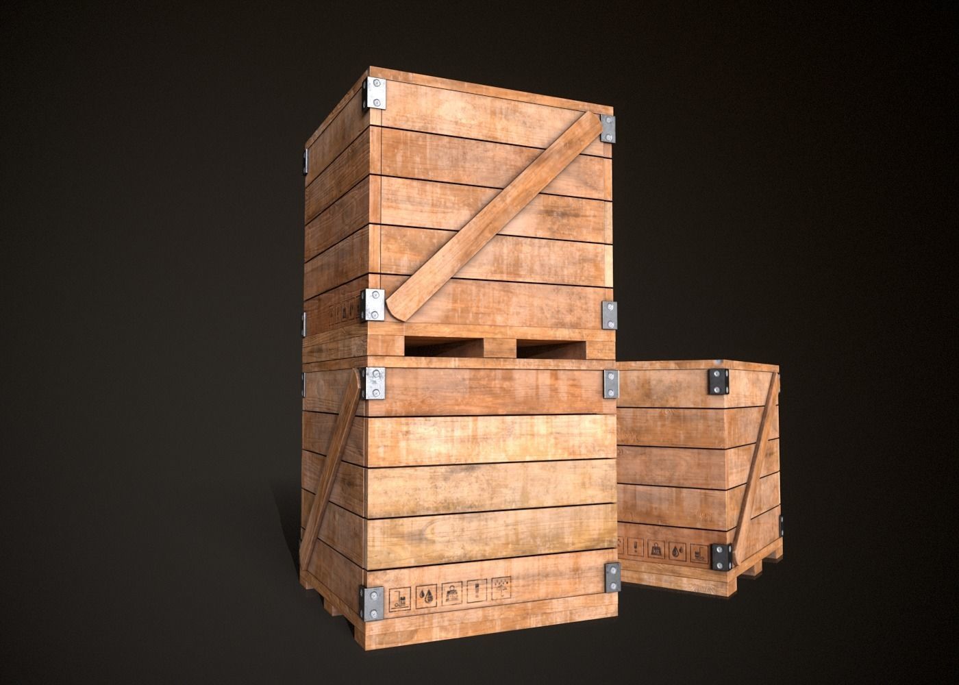 Wooden Crate-6 Low-poly 3D model_2