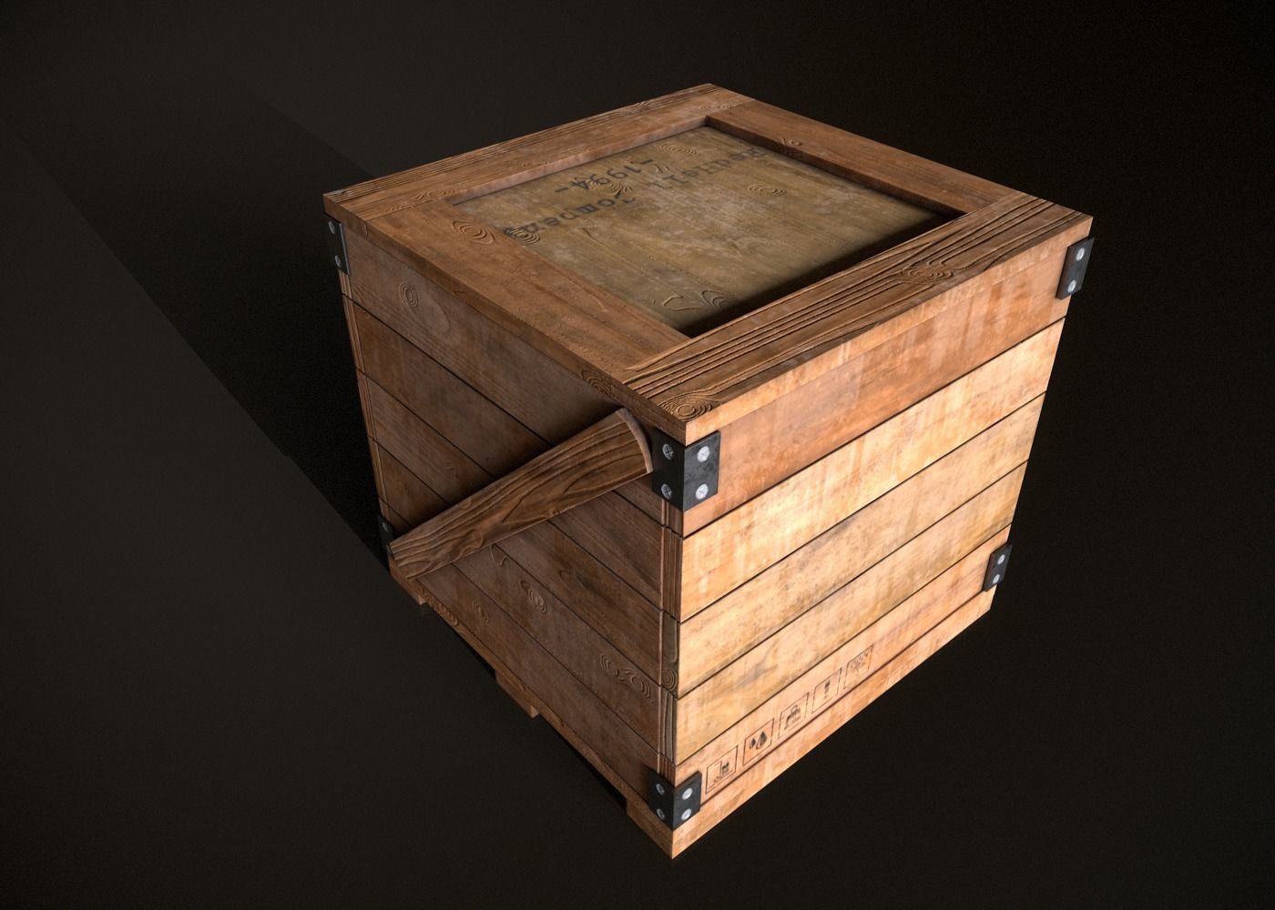 Wooden Crate-6 Low-poly 3D model_4