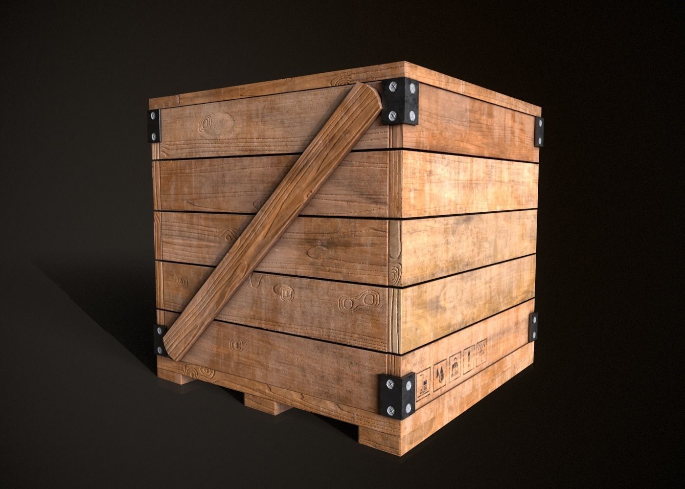 Wooden Crate-6 Low-poly 3D model_5