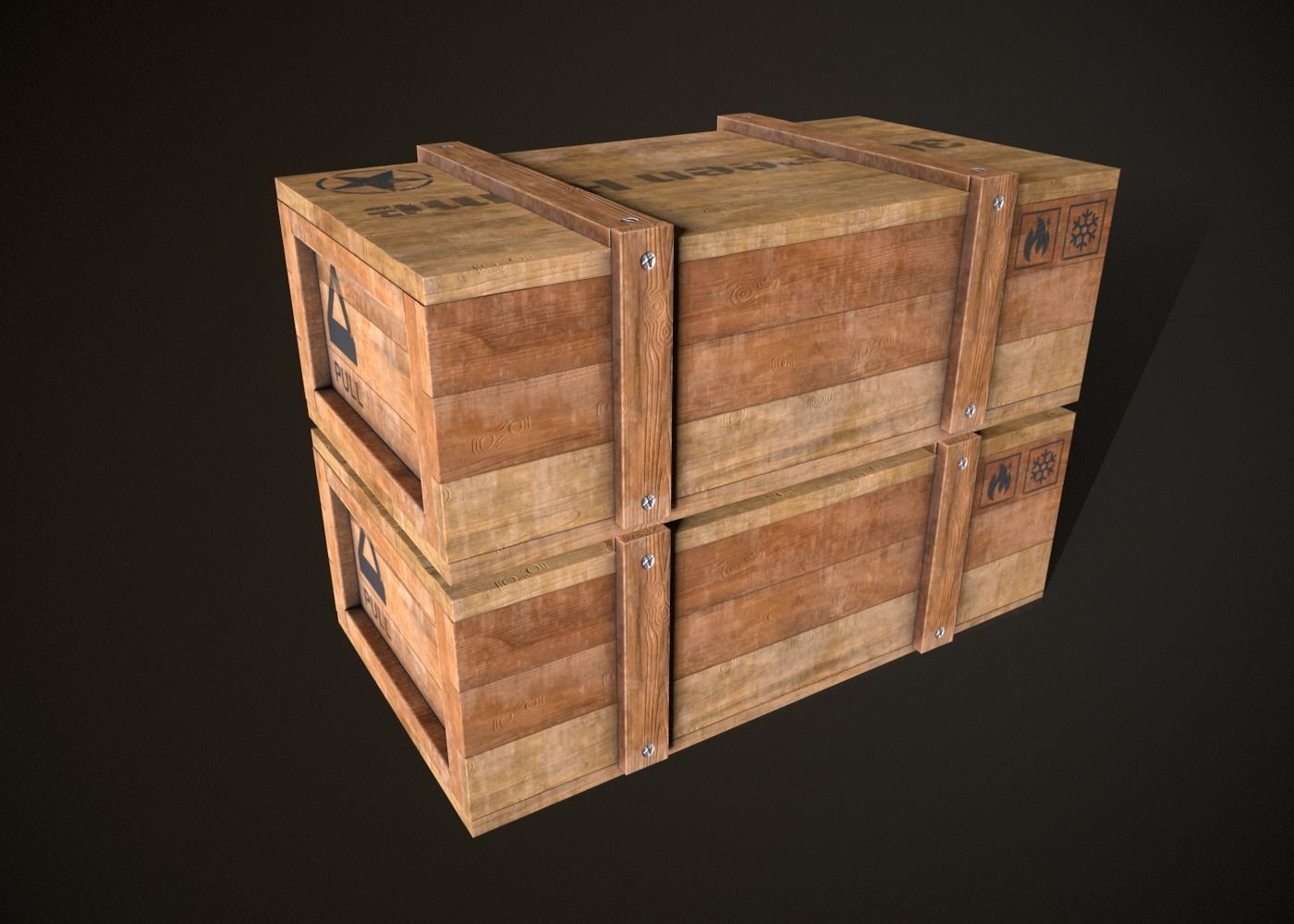 Wooden Crate-7 Low-poly 3D model_2