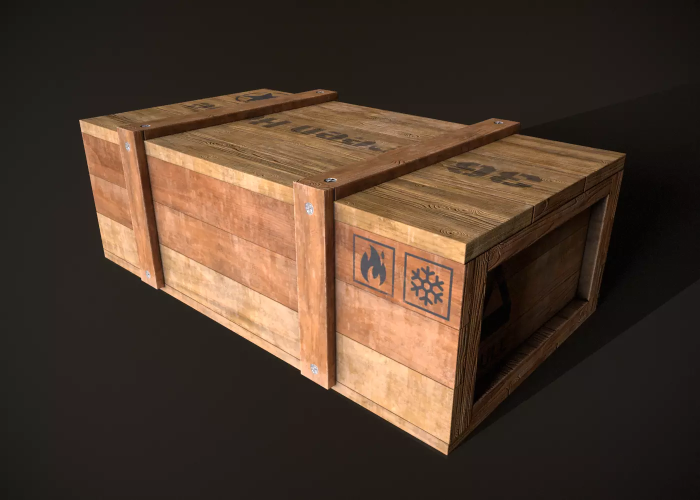 Wooden Crate-7 Low-poly 3D model_0