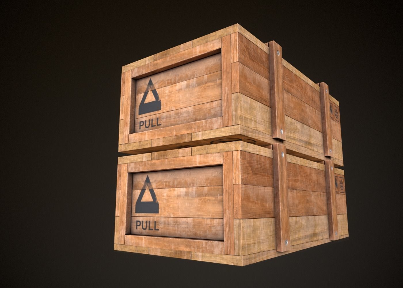 Wooden Crate-7 Low-poly 3D model_3