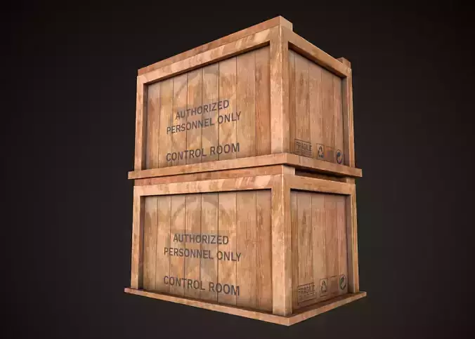 Wooden Crate-8 Low-poly 3D model