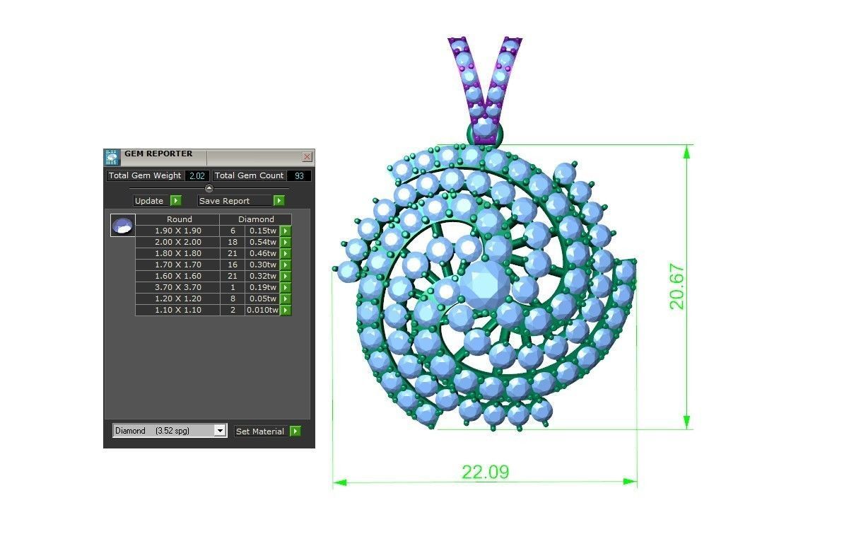 Jewelry Diamonds Pandants  3D print model_3