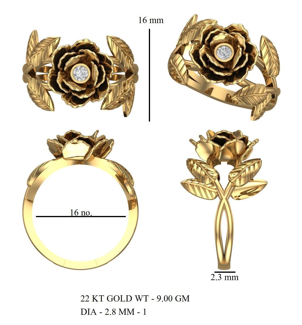 Rose ring 2 3D print model_2
