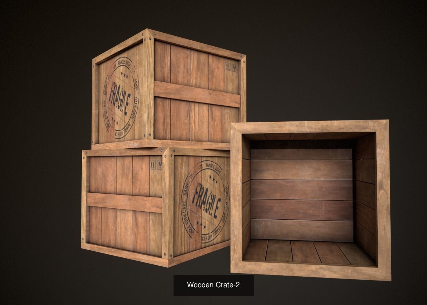 wooden crate - pack 3D Model Collection_4