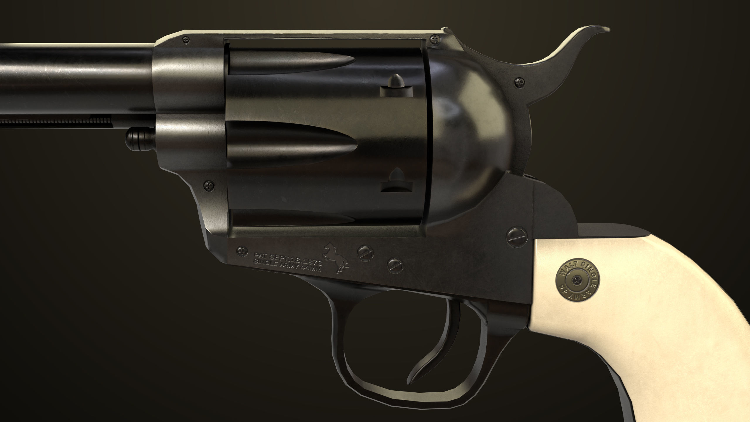 Revolver 03 Model Colt Black All PBR Unity UE Textures Low-poly 3D model_9