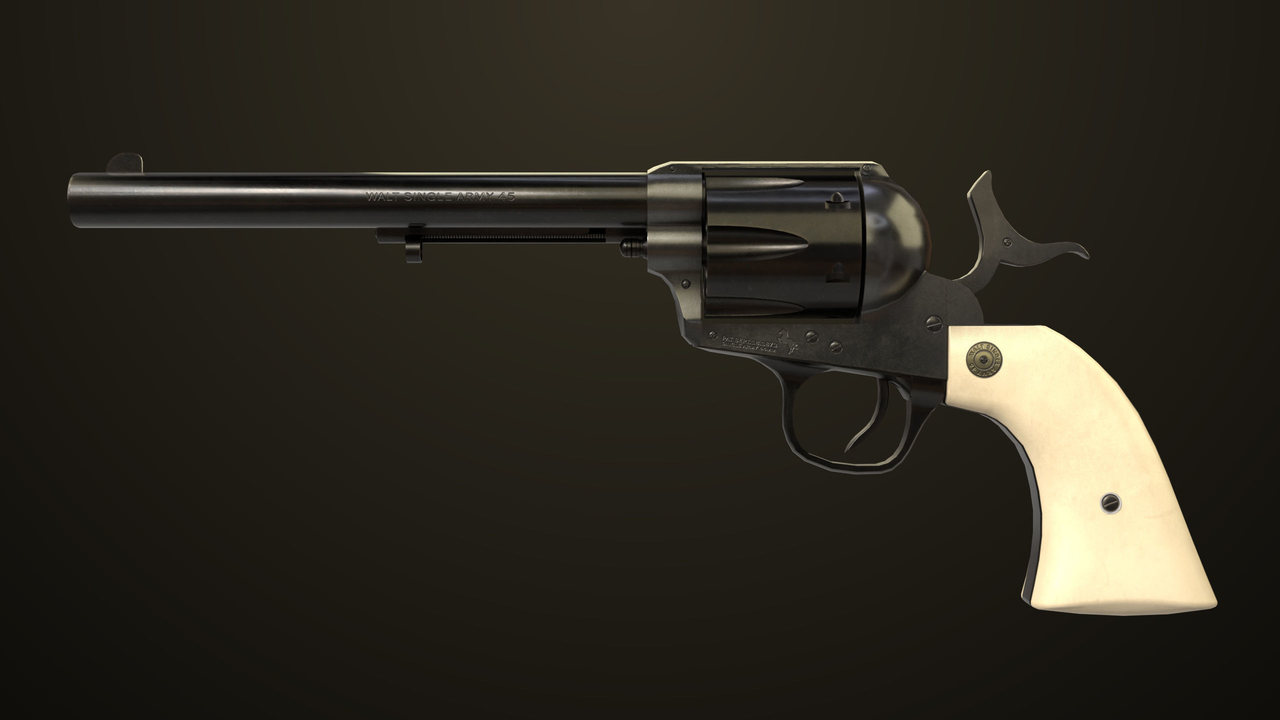 Revolver 03 Model Colt Black All PBR Unity UE Textures Low-poly 3D model_14