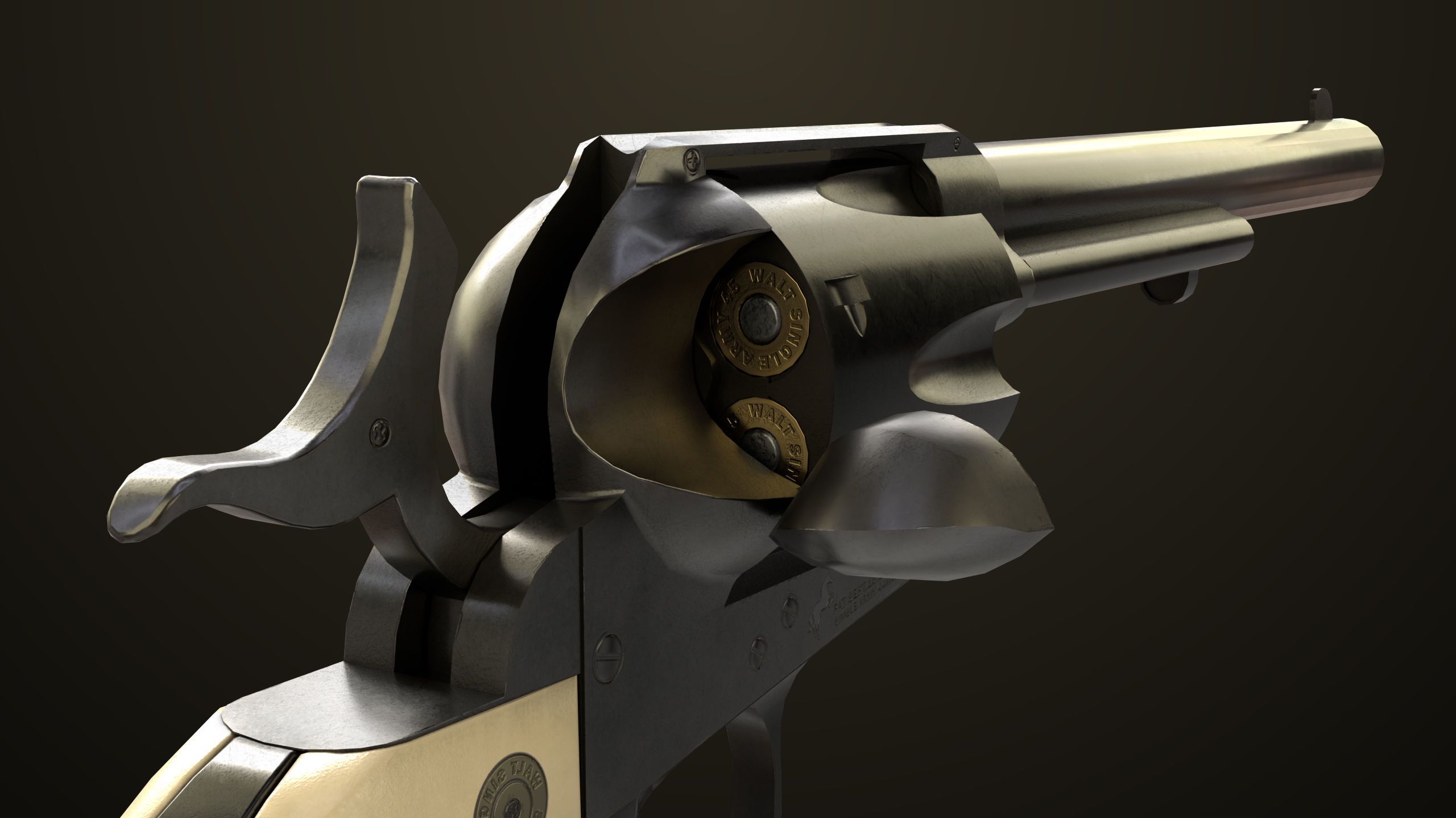 Revolver 03 Model Colt Black All PBR Unity UE Textures Low-poly 3D model_16