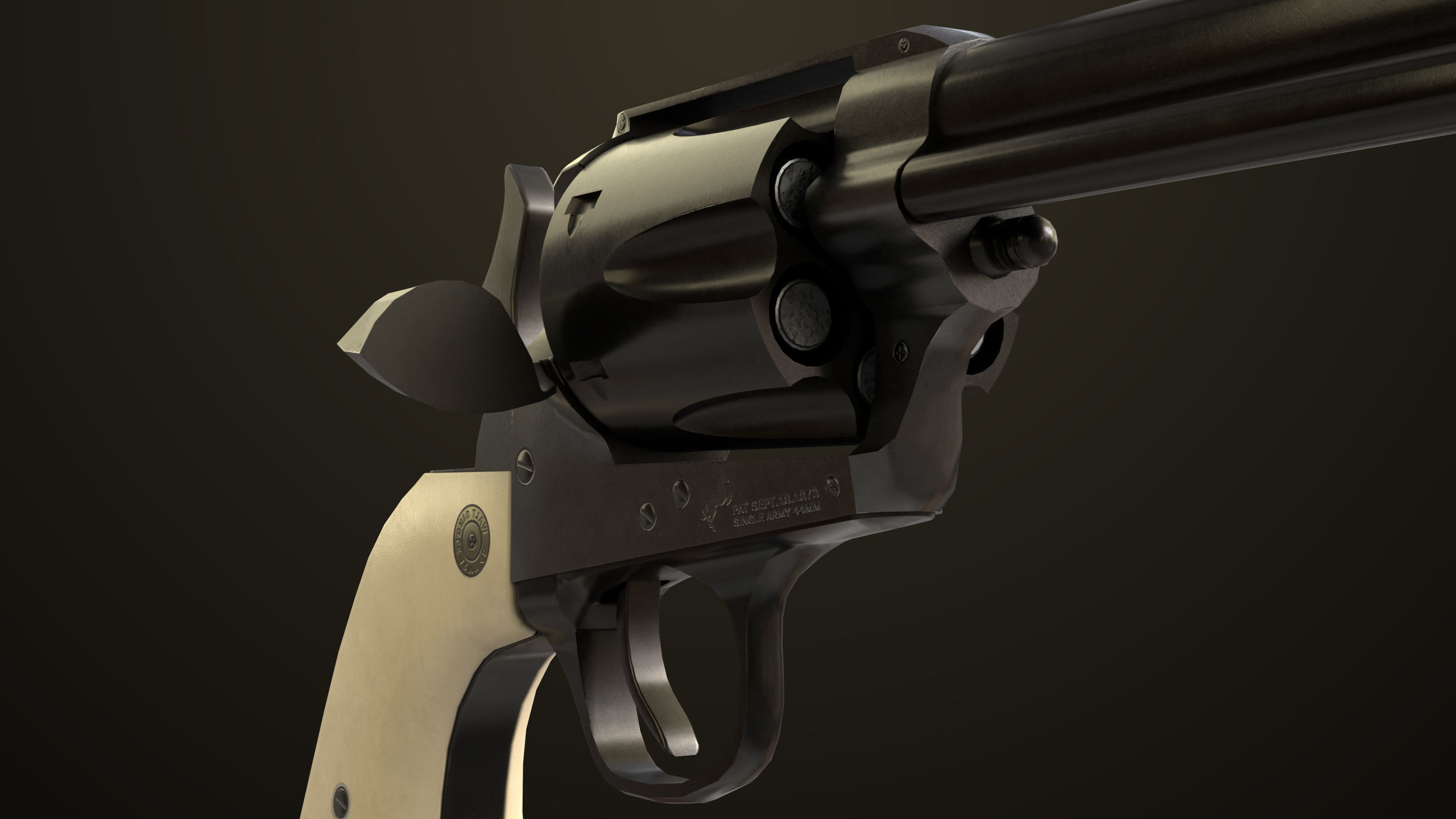 Revolver 03 Model Colt Black All PBR Unity UE Textures Low-poly 3D model_17