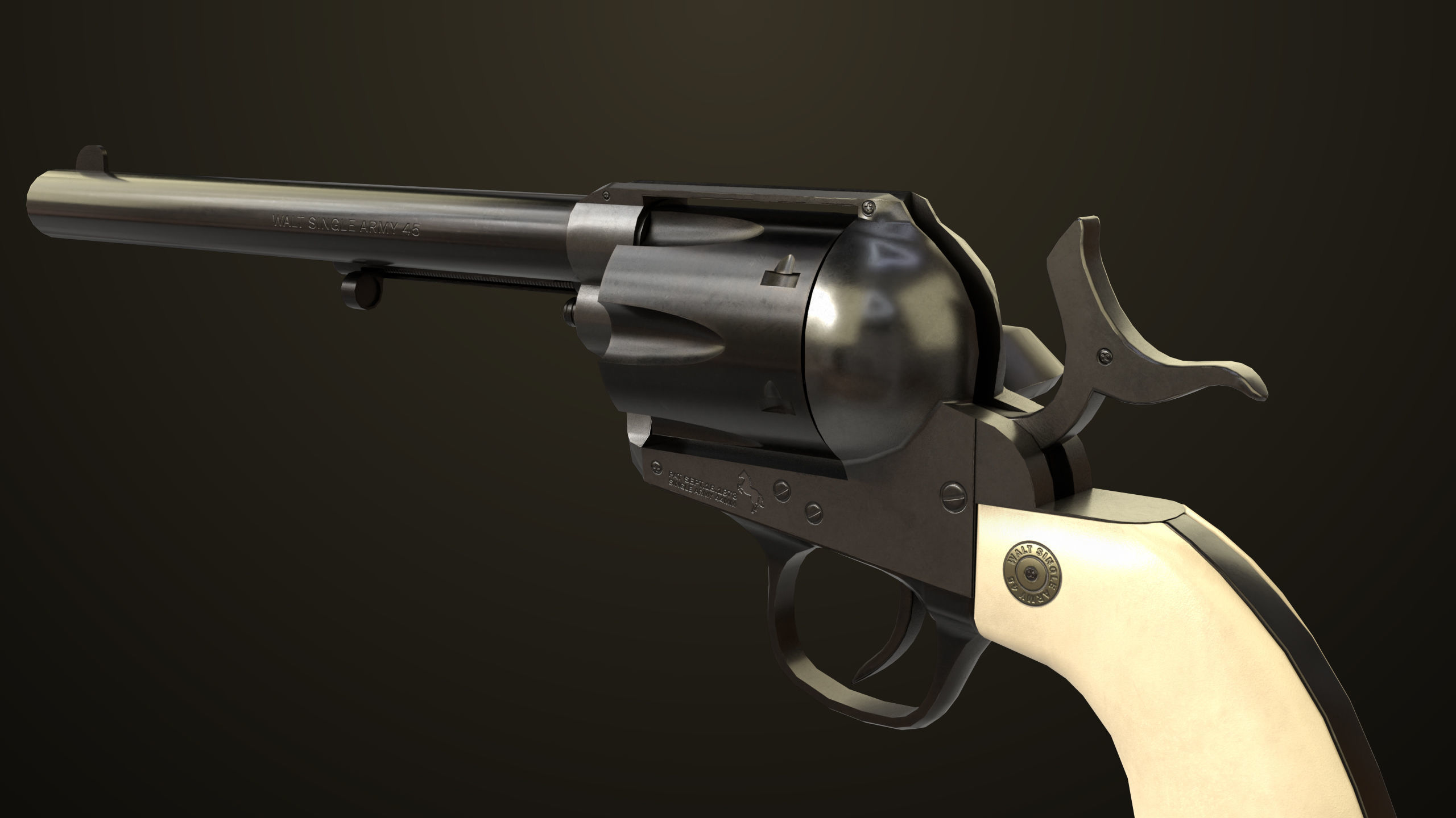 Revolver 03 Model Colt Black All PBR Unity UE Textures Low-poly 3D model_15